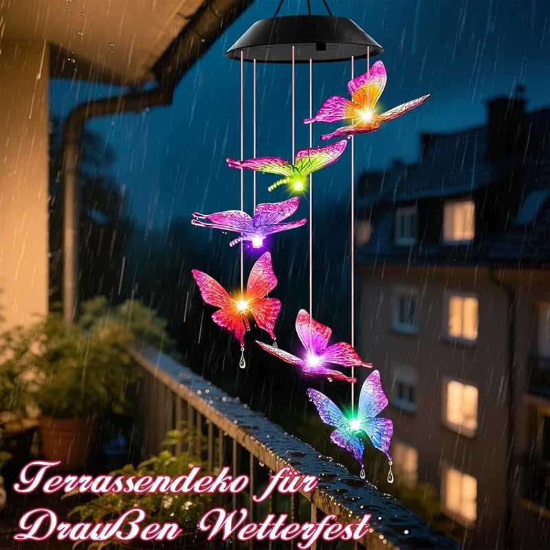 Winzwon Pillangó Szolár Szélcsengő Kültéri Kerti Lámpa Teraszra Balkonra - Butterfly