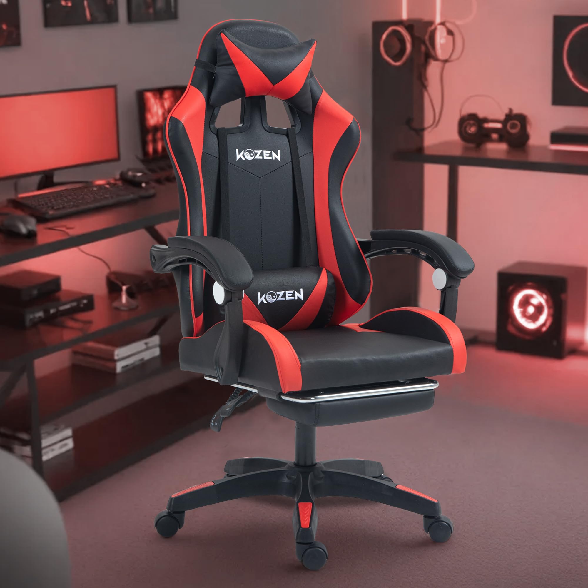 See full amazon price history chart for KOZEN Gaming Chair with Retractable Padded Footrest, 135 Recliner Chair with Premium PVC Fabric, Ergonomic Chair, Computer Chair, Class 3 Gas Lift, Adjustable Headrest & Lumbar Cushion, Red, 1 KOZEN Gaming Chair with Retractable Padded Footrest, 135 Recliner Chair with Premium PVC Fabric, Ergonomic Chair, Computer Chair, Class 3 Gas Lift, Adjustable Headrest & Lumbar Cushion, Red, 1 (B0CW1RNLCK) Amazon Price History, Amazon Price Tracker