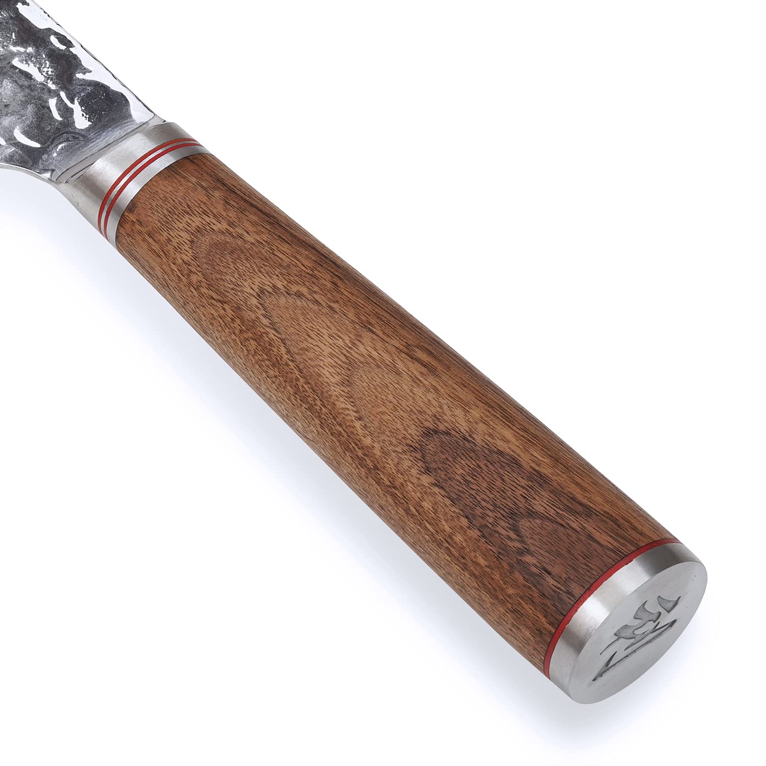 Wakoli Nussbaum Premium Wiegemesser mit 21,5 cm Klinge gefertigt aus 67 Lagen echtem Damaststahl mit Nussbaumholzgriff I Damastmesser Küchenmesser und Profi Kochmesser