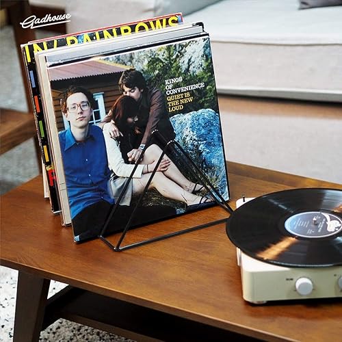 Miniatura 2 de Pashion Soporte para discos de vinilo, estante de almacenamiento de álbum de escritorio, estante triangular para discos de vinilo, estante de