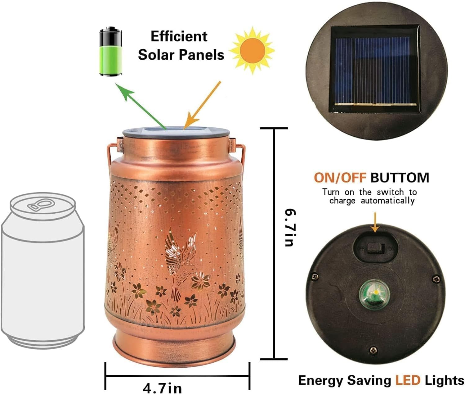 Hummingbird Solar Lantern Lights Outdoor Hanging, Metal Decor Lanterns-Waterproof LED Decorative Light for Garden Patio Yard Lawn Backyard Front Porch as Gifts for Mom Grandma Women