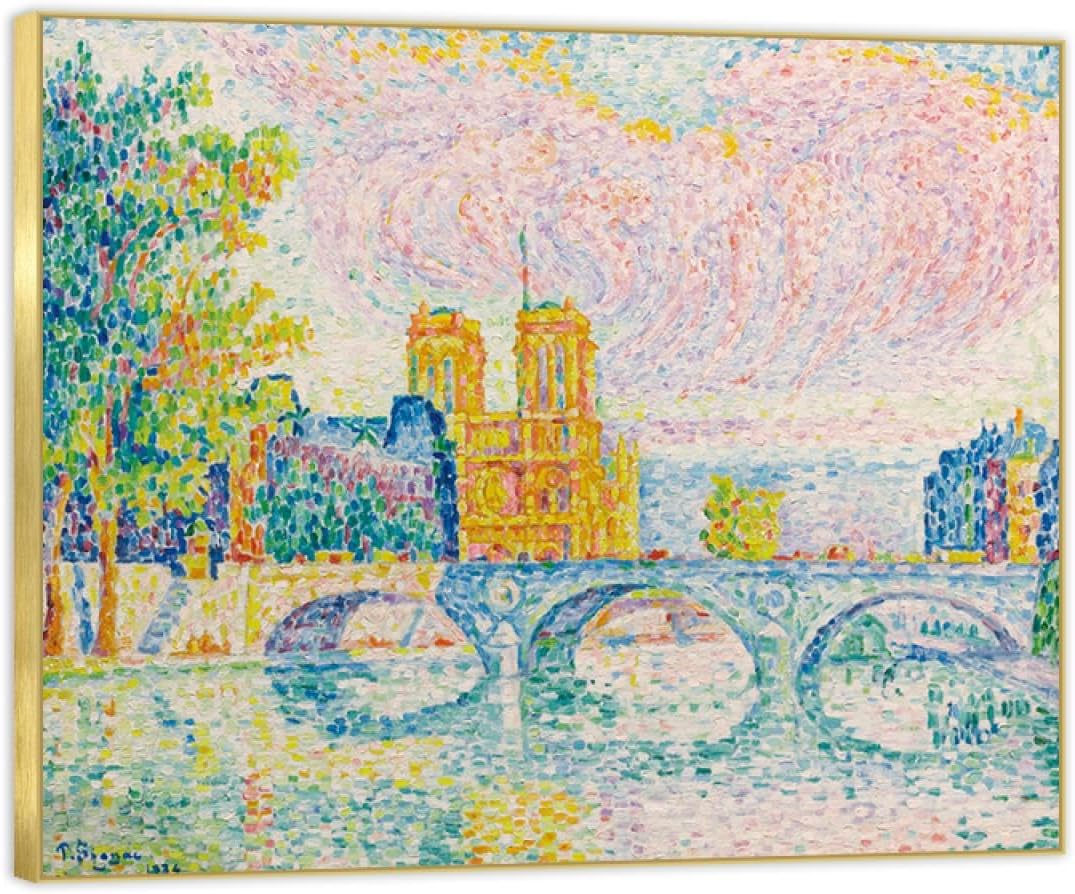 LXURY Famous Painting on Canvas-Bridge 4-Wall Art Canvas Prints-Canvas Picture Reproductions Ready to Hang-Artwork Poster for Wall Decor 80x95cm31x37inches Golden Frame