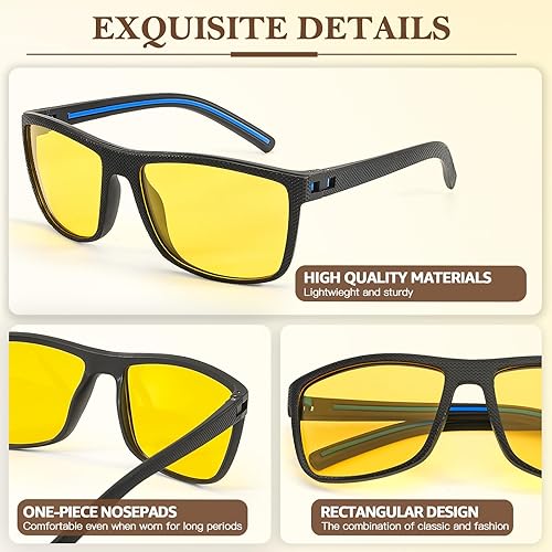 Miniatura 6 de FIMILU Paquete de 2 lentes de conducción nocturna para hombres, visión nocturna polarizada que reduce el deslumbramiento y mejora las habilidades