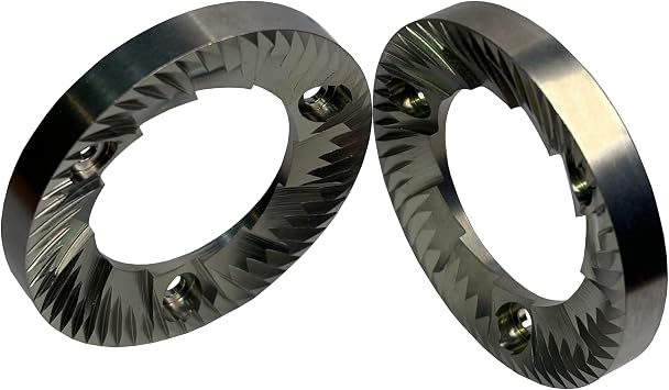 64mm Flat Coffee Bean Grinding Blade Burr With 12 Inner Breakers 56 teeth, Compatible to mostly 64mm Flat Burr Coffee Grinder Machines Replacement Repair Milling Parts & Accessories 1 Set 2pc