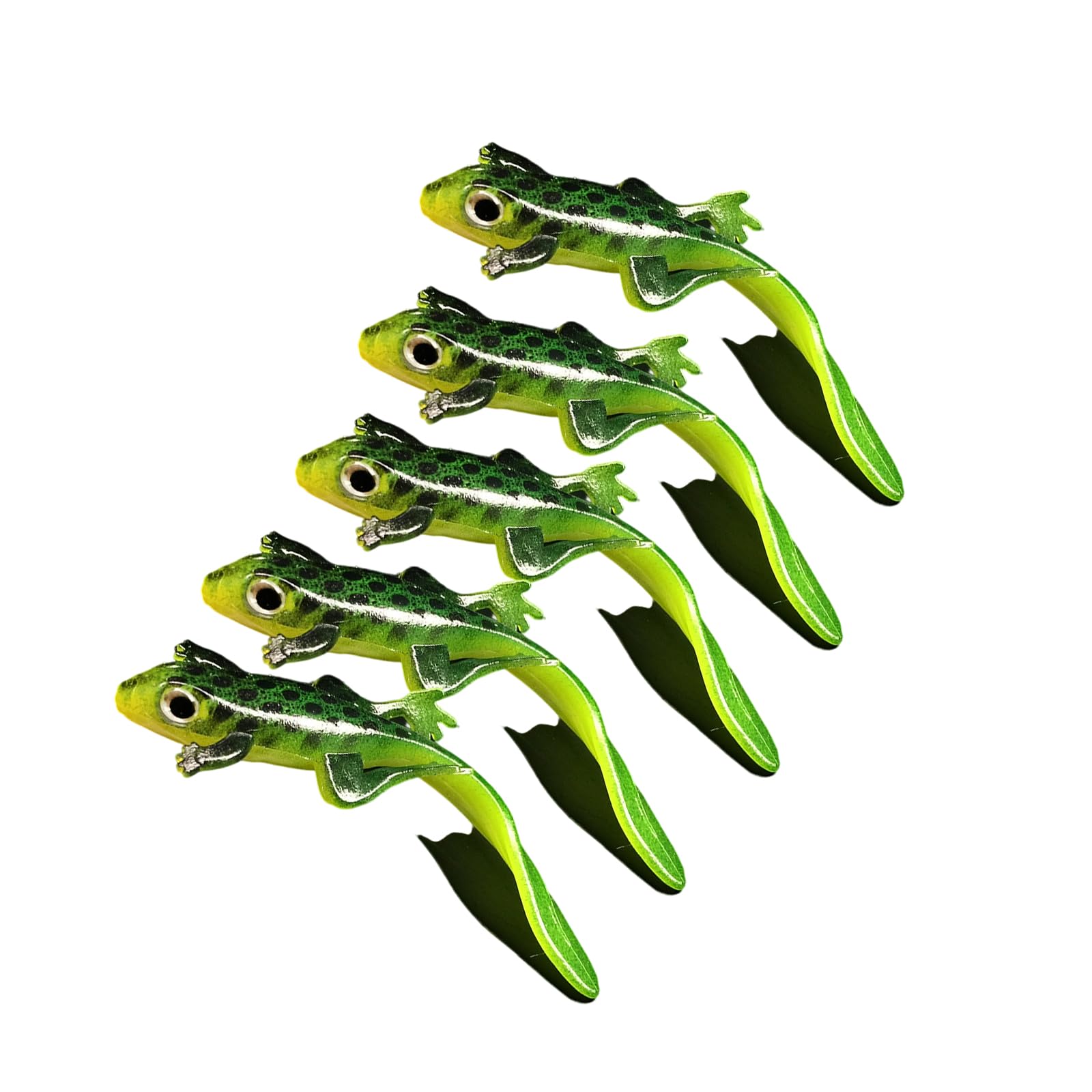PENCHEAK 5pcs Green Lizards Silicone Baits 7.5cm Swimbait Artificial Simulated Salamander Floating Lures Fishing Tackle Silicone Soft for Fishing