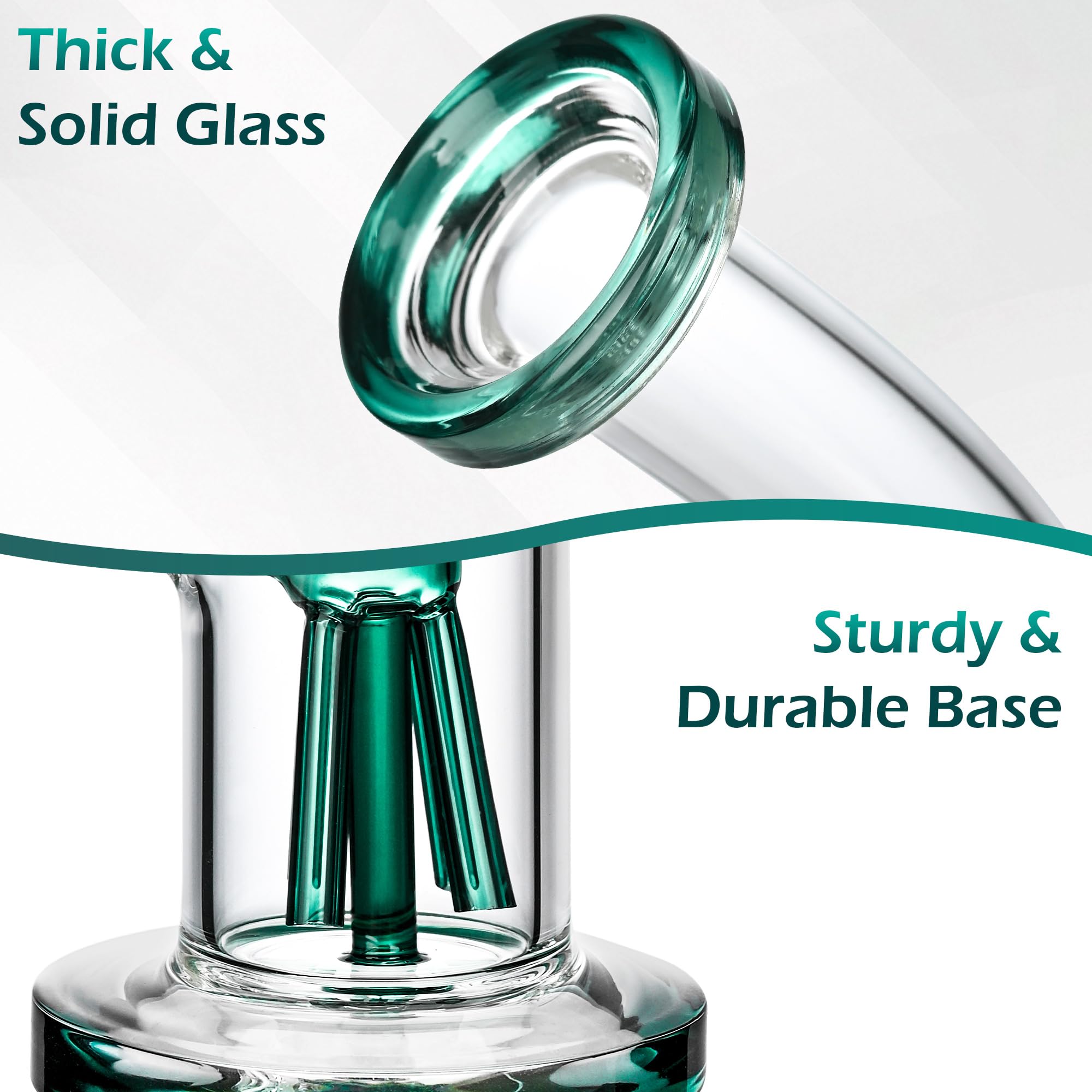 Chillbong 22cm Glasbong avec filtre Octopus, bol de 14,5 mm, Poids 500g, verre résistant artisanal, tuyau de récipient de filtrage - Lake Green