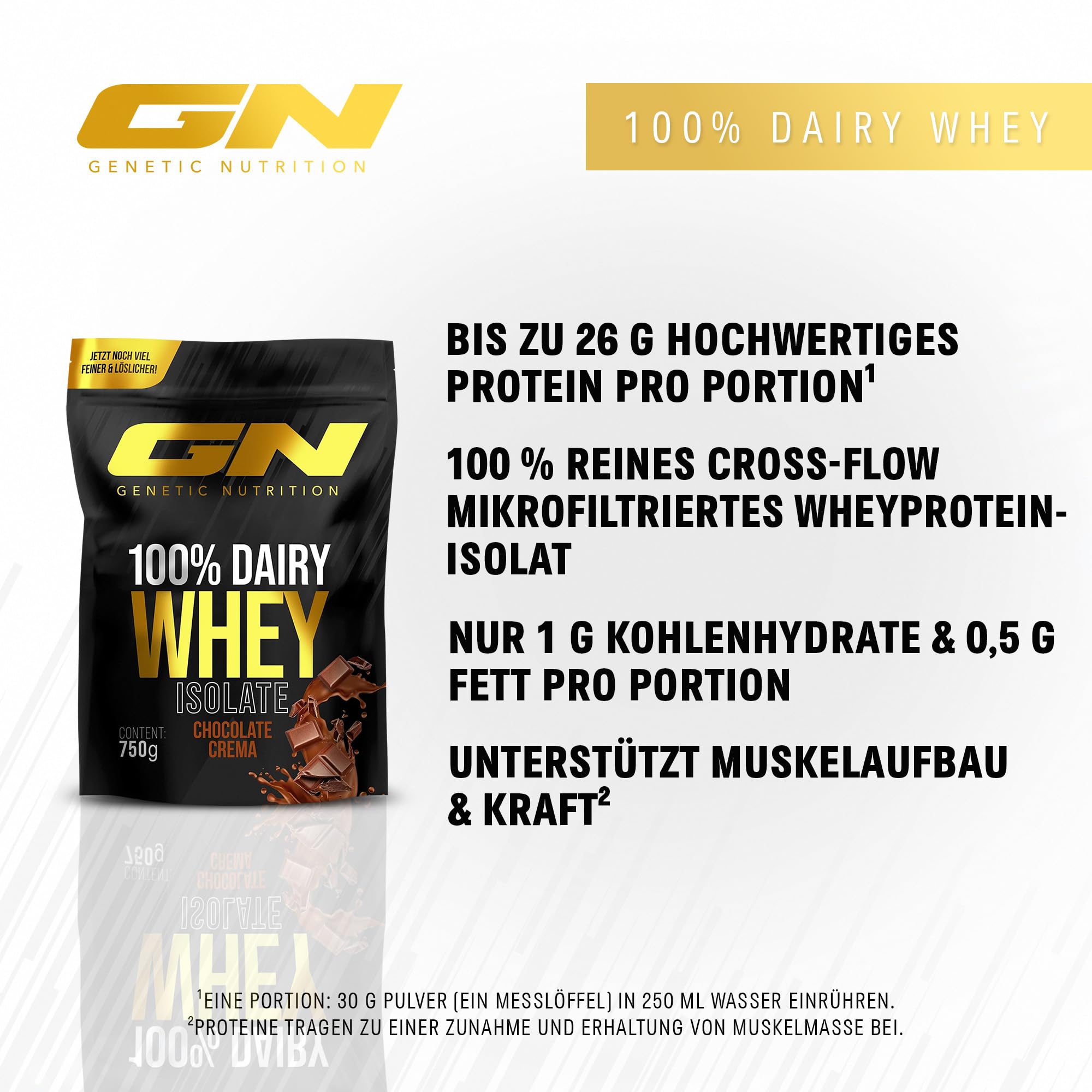 GN Laboratories 100% Dairy Isolate Microfiltered Whey Protein Isolate Protein Protein Shake protéiné Shake protéiné Bodybuilding 750g Crème au chocolat - Chocolat
