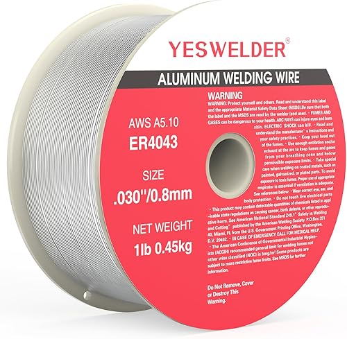 YESWELDER Alambre de soldadura de aluminio de silicio ER4043 .030-Diámetro, carrete de 1 libra