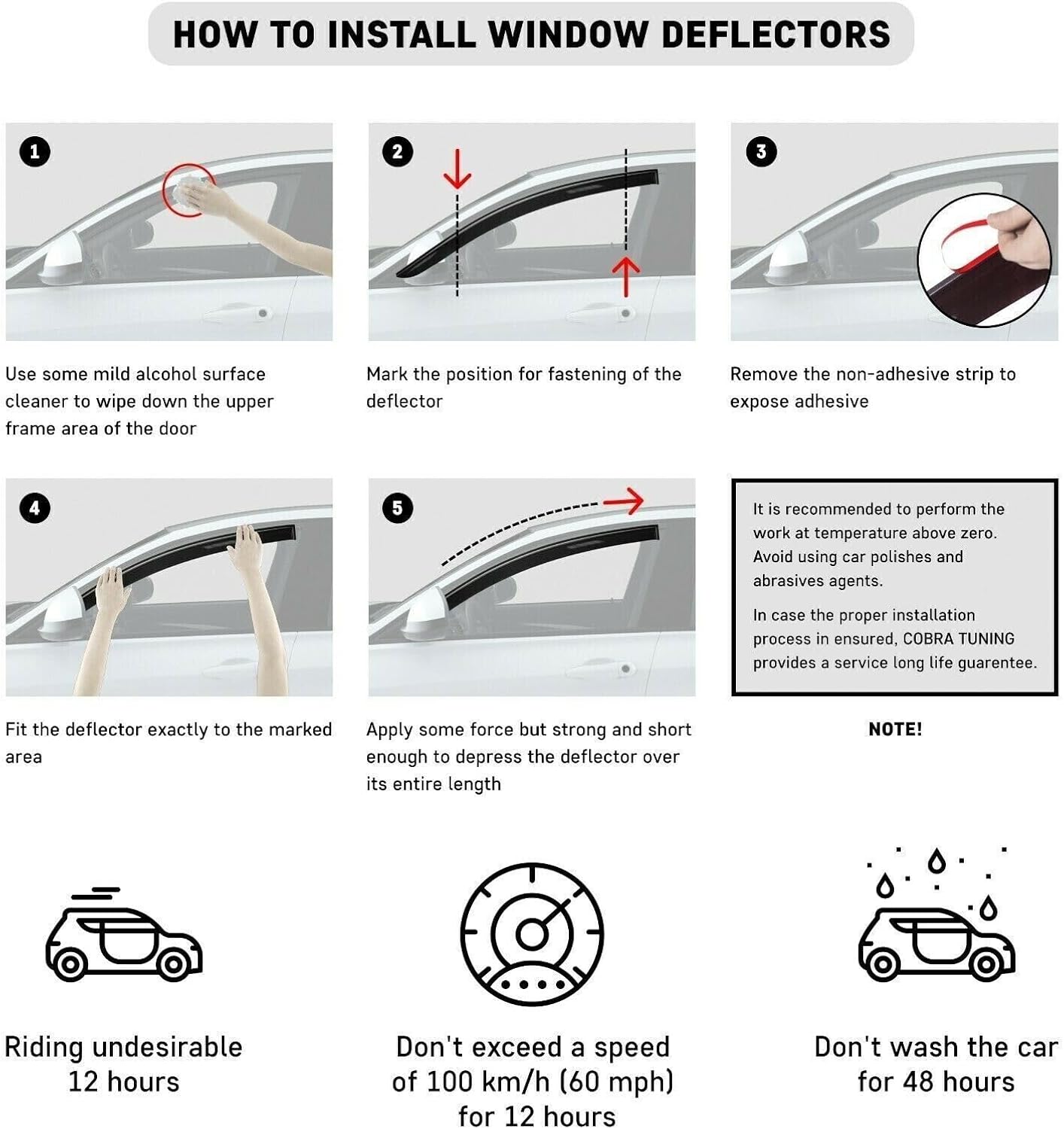 CT Wind Visor Deflectors Set of 4-Piece - Car Ventvisor Door Side -Window Air Guard Deflectors for Protection Against Snow Sun and Rain Compatible with Cadillac XTS I Sd 2012-2017 - Dark Smoke