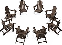 Vista 52 de KINGYES Silla Adirondack plegable con soportes dobles para tazas, sillas de exterior de polietileno de alta densidad para todo tipo de clima, silla