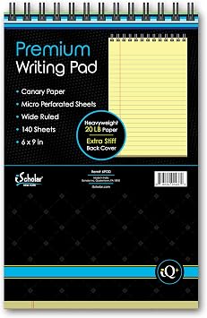iScholar iQ+ Premium Writing Pad, Canary, 6" x 9", 140 Sheets, Double-Wire 69120