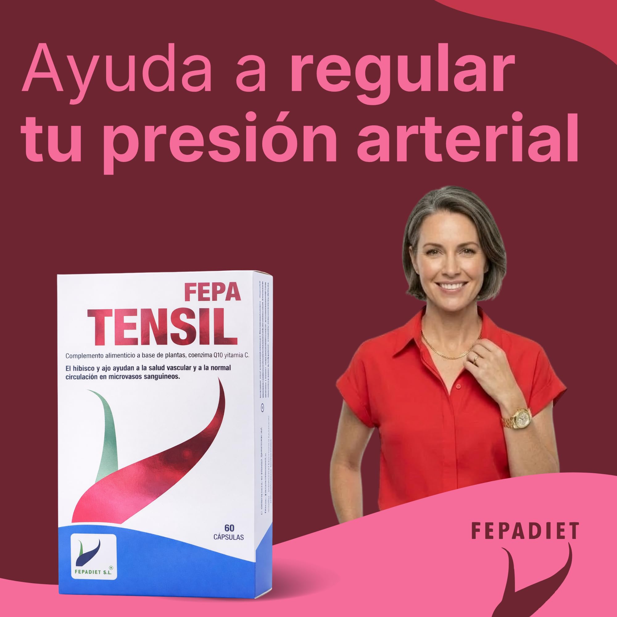 FEPA Tensil – 60 Cápsulas Pack de 2 – Vitamina C con Hibisco, Ajo y Coenzima Q10 – Complemento Alimenticio en Cápsulas para Apoyo Circulatorio y Bienestar Cardiovascular – Fepadiet