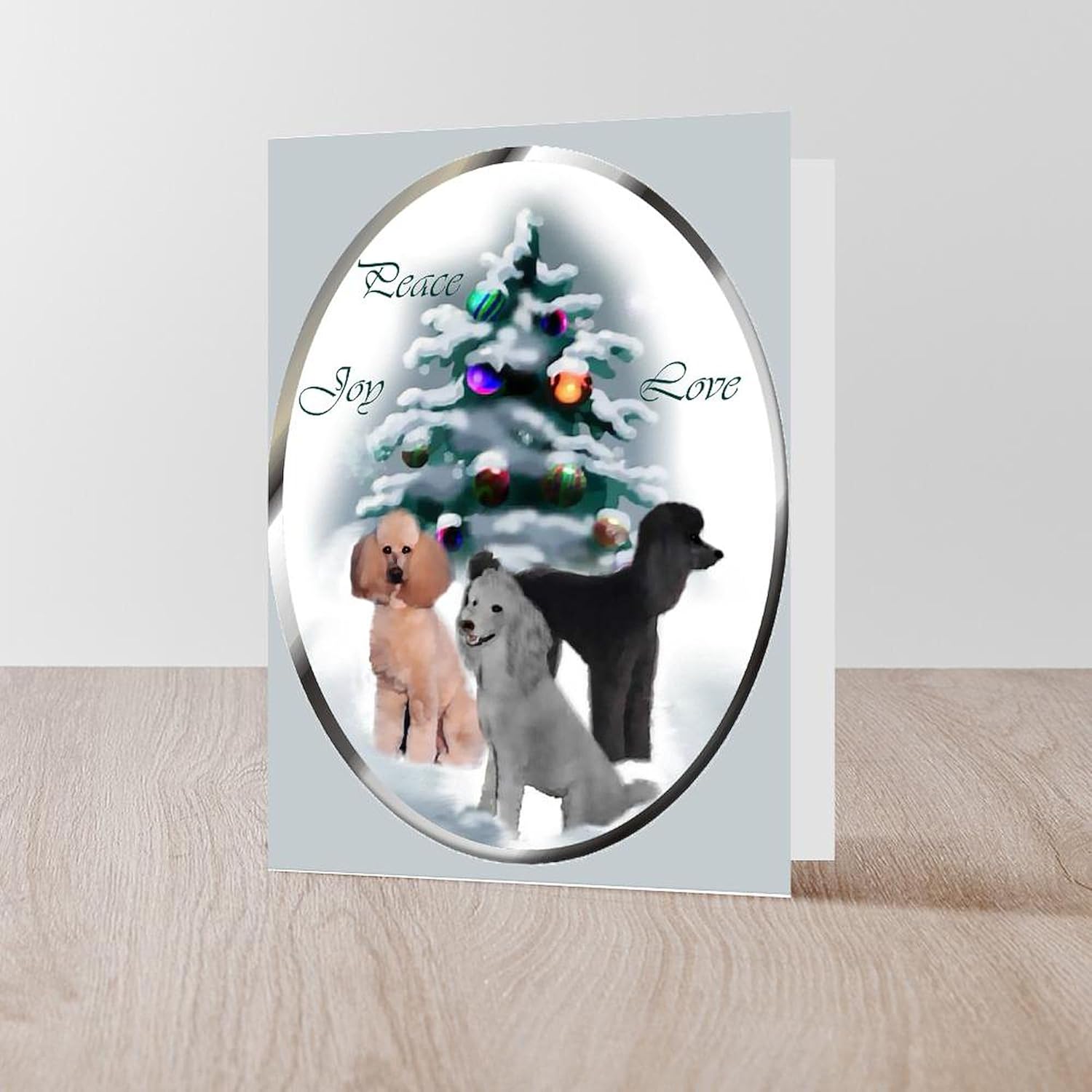 CafePress Poodle Christmas Greeting Card (20-pack), Note Card with Blank Inside, Birthday Card Matte