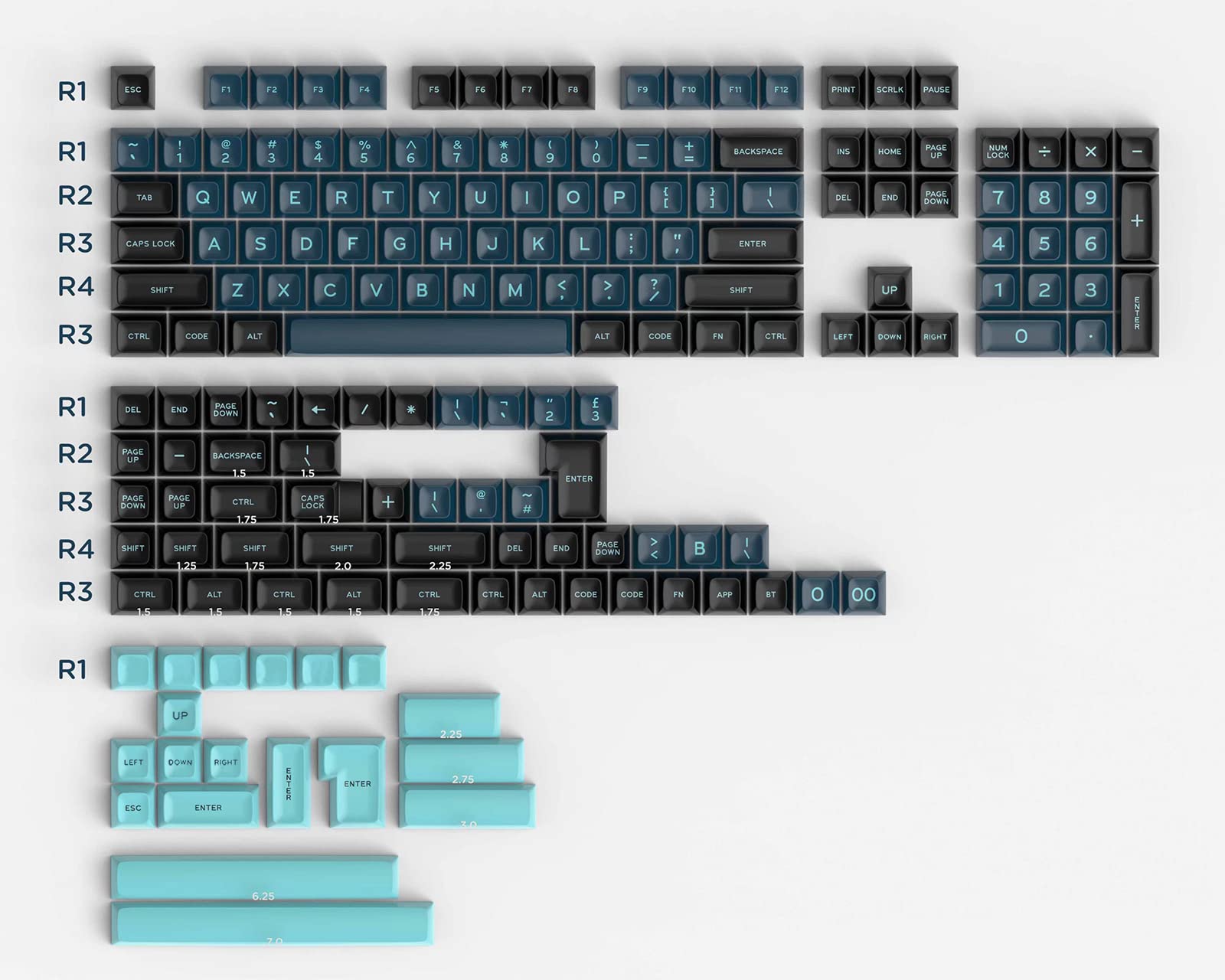 Keycap, 172 tasti profilo SA Double Shot Keycap Set con 2.75u, 3u, 6.25u e 7u barra spaziatrice per switch Cherry Mx ISO ANSI Layout tastiera meccanica