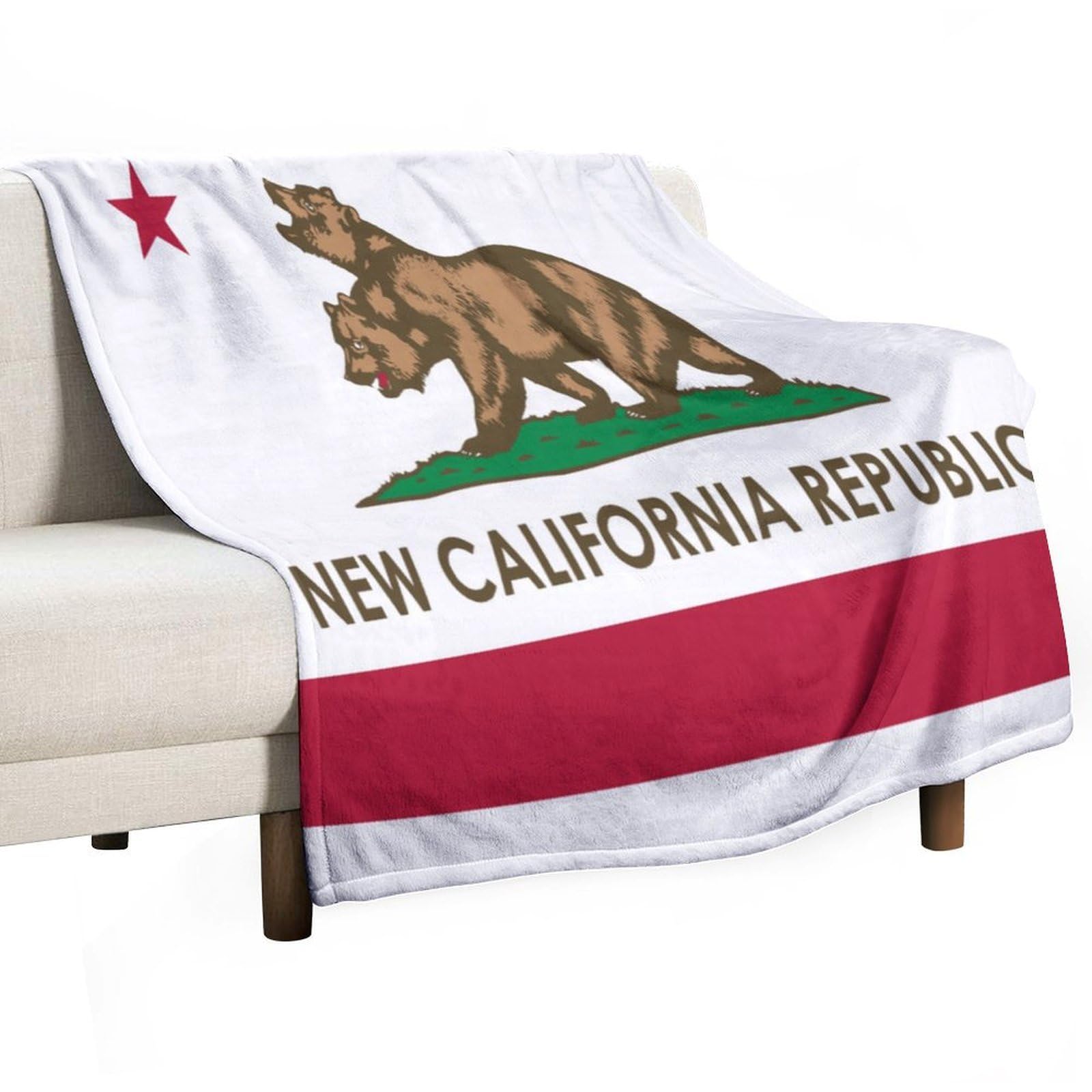 Cgsbngha Style Flag Of New California Republic Flannel Fleece Blanket Lightweight Soft Throw Blankets For Sofa Couch Bed Chair