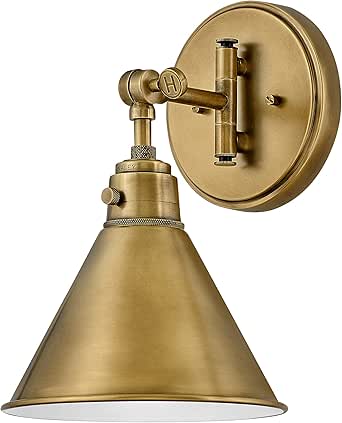 Hinkley Arti 3691HB Medium Adjustable Single Wall Sconce, Single Pivot Point, On/Off Switch, Heritage Brass