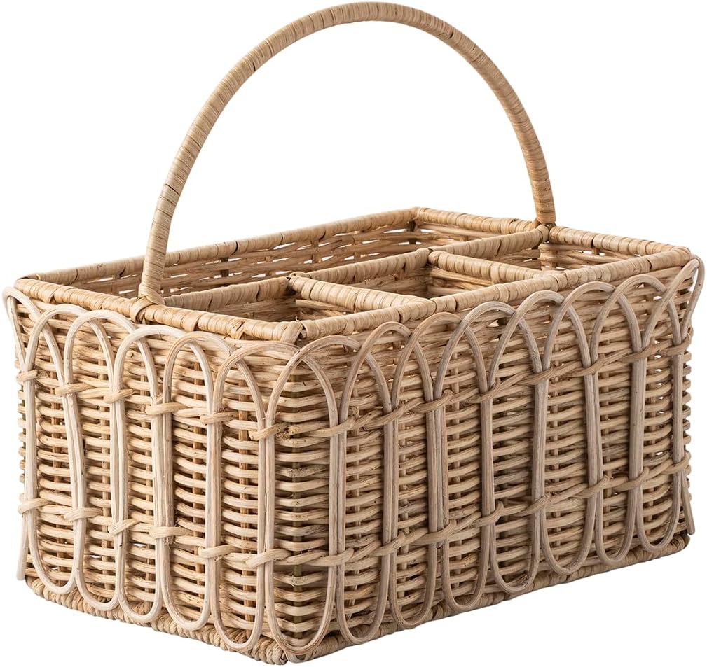 Juliska Provence Rattan Silverware Caddy - Whitewash