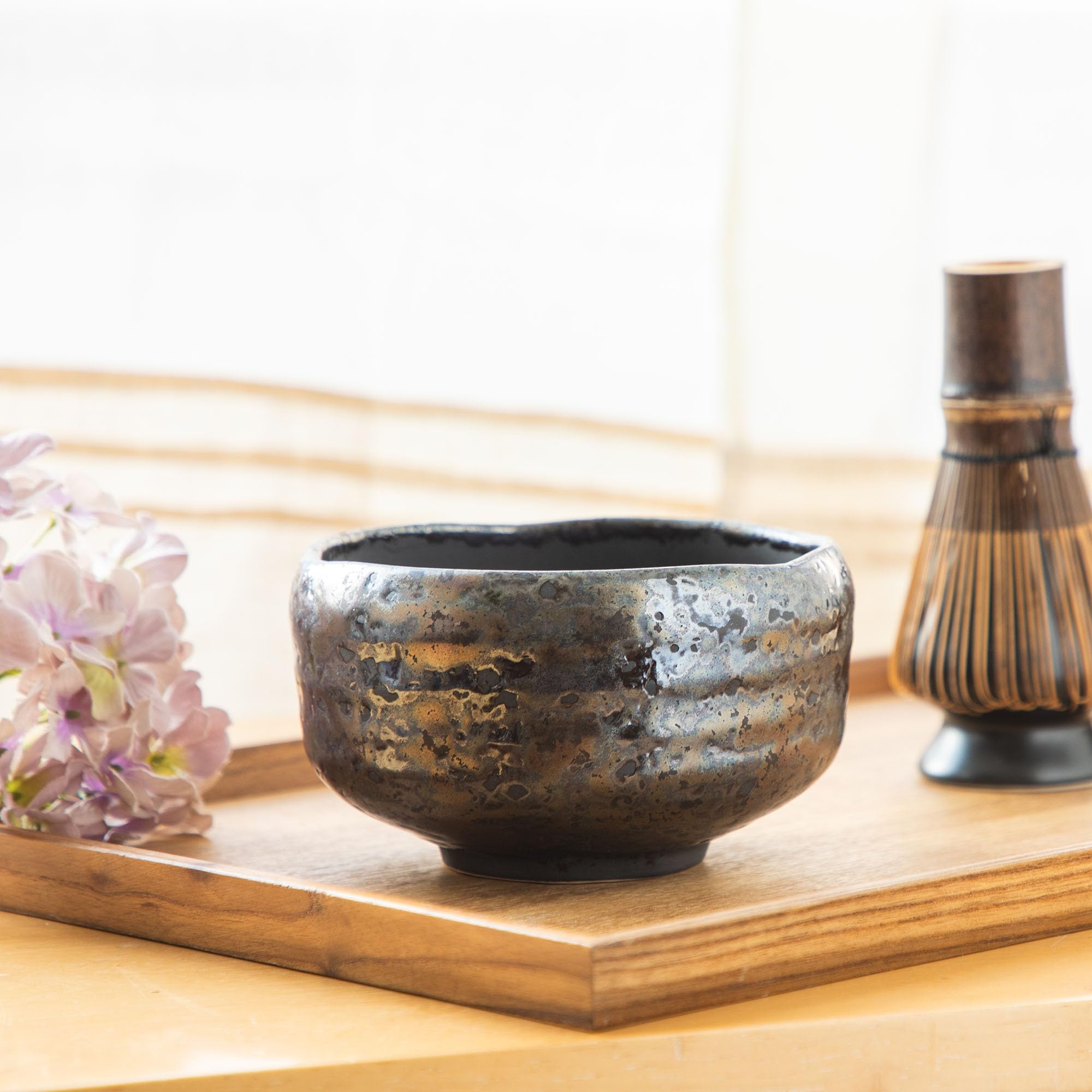 Asayu Japan Bol à matcha, fabriqué à la main en céramique japonaise Chawan de Gifu, 600ml, lavable au lave-vaisselle pour la cérémonie du thé, thé vert, poterie - Shirogane
