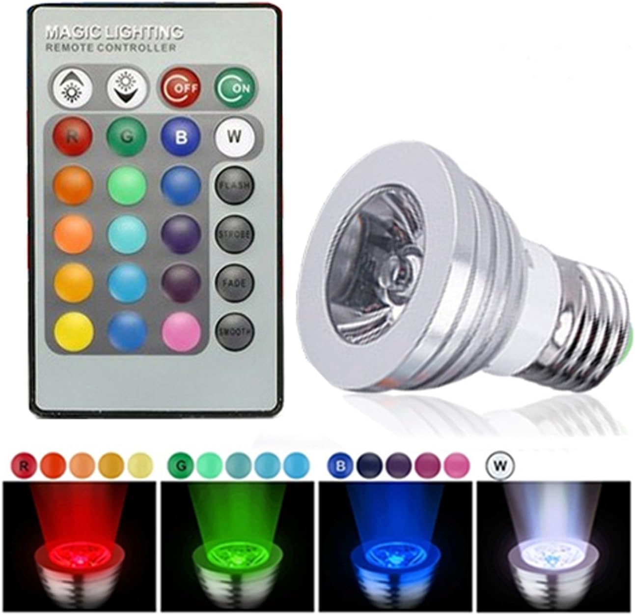 HDE Dimmable LED Lamp Light Bulb Color Changing E27 Standard Screw Base with Remote Control