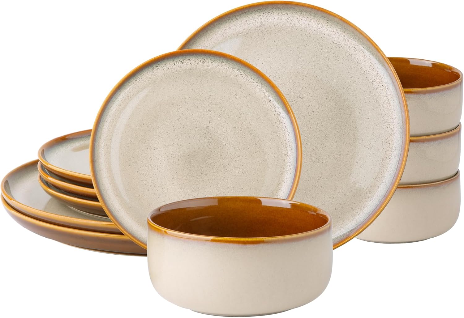 LERATIO Ceramic Dinnerware Sets,12Piece Plates and Bowls