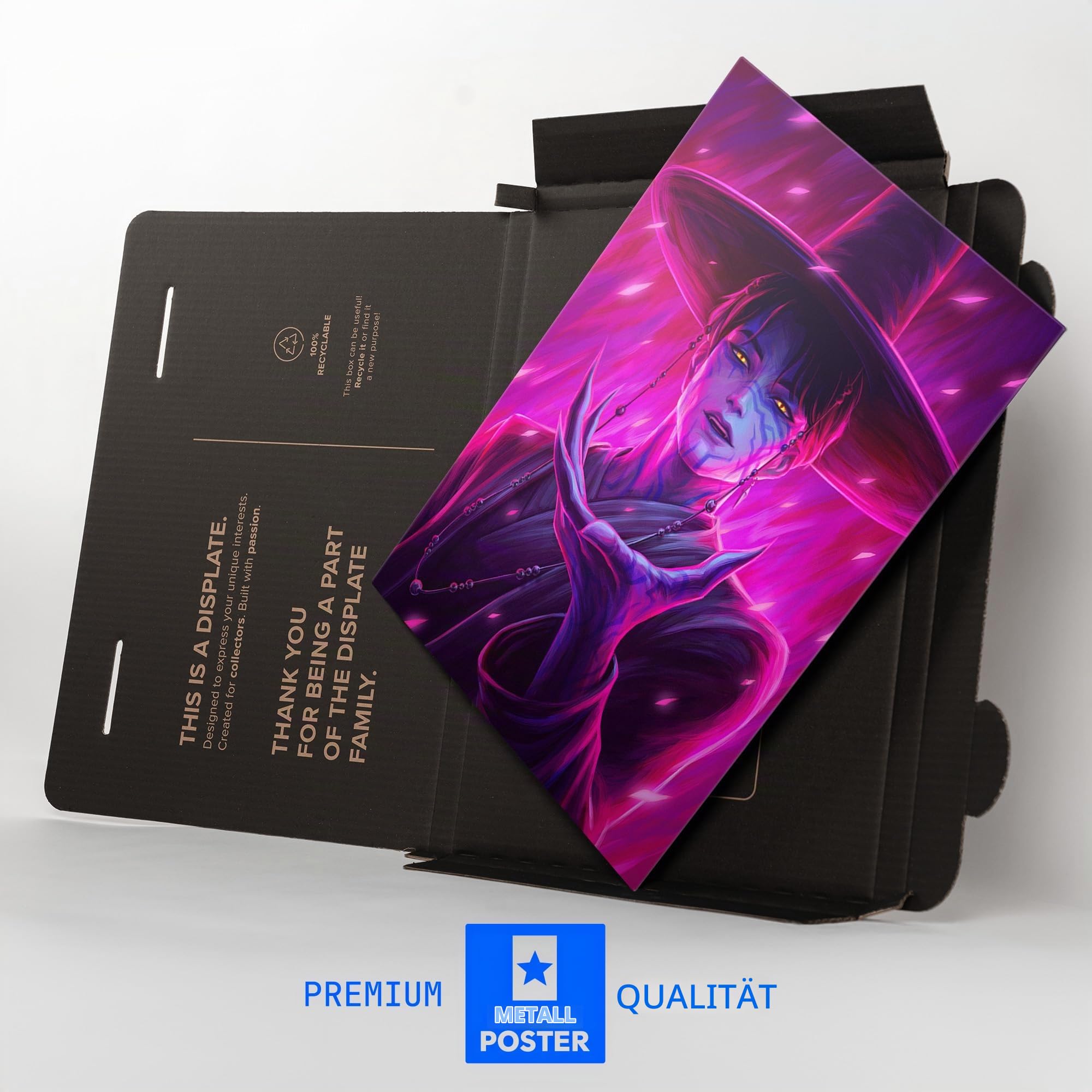 Displate Metallposter KPop Demon Hunters Wandbild - Netflix - Saja Boys - Mystic Neon Jinu - Huntrix K pop Geschenk – Premium Wanddekoration Wand Deko Wohnzimmer Film Poster - 32 x 45 cm