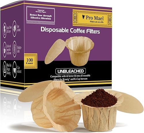 Miniatura 15 de Pro Mael Filtros desechables de taza K, papel de filtro de café para cafeteras Keurig de una sola porción 1.0 y 2.0, uso con cápsulas K Cup Natural