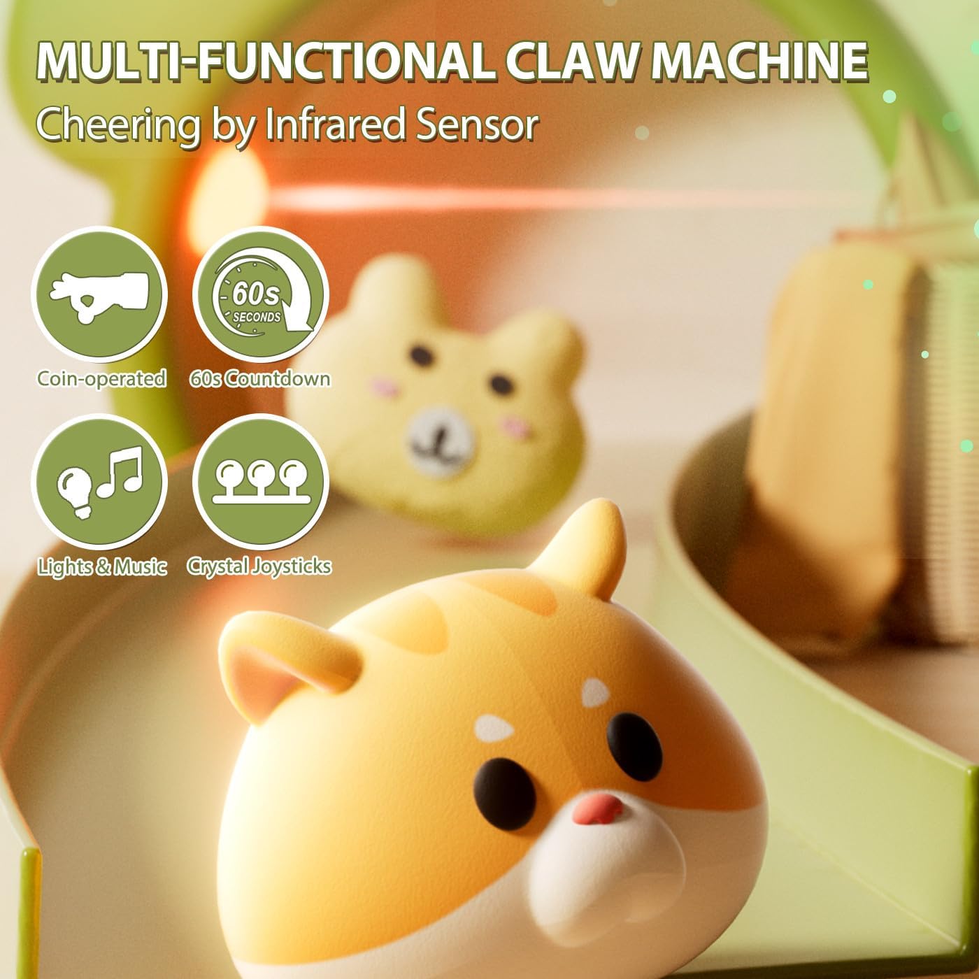 Claw Machine for Kids, Dinosaur Toy Claw Machine Large, Mini Arcade Machine with Prizes Toys Refill Inside, Kids Vending Game Machine, Party Prize Candy Dispenser, Easter Gift for Girls Boys