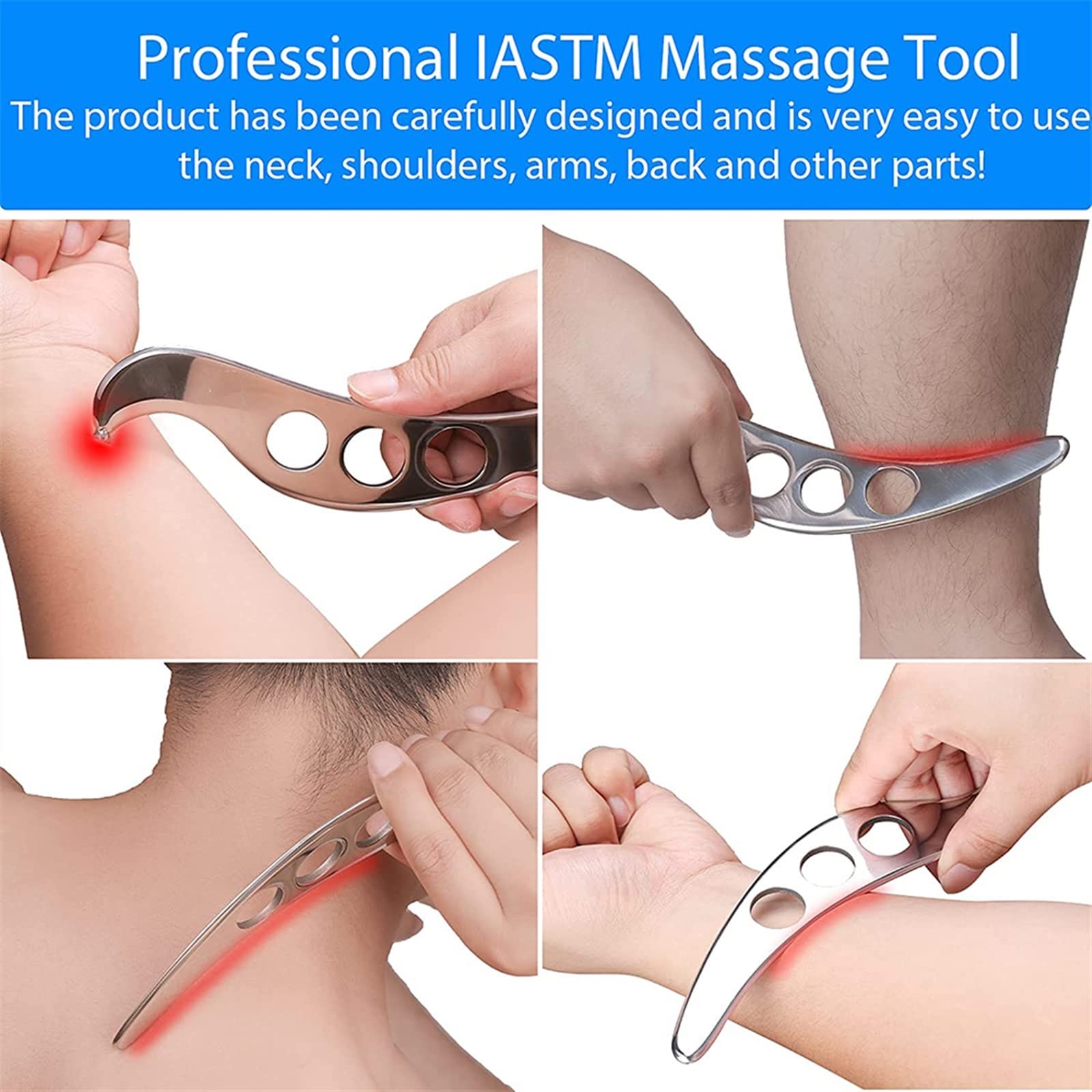 MOBYAT Herramienta de masajeador de Placa Gua Sha Guasha de Acero Inoxidable, rascador de Terapia física, máquina de Masaje de meridianos musculares Sueltas, Herramienta de Tabla de SPA, 1 Uds.