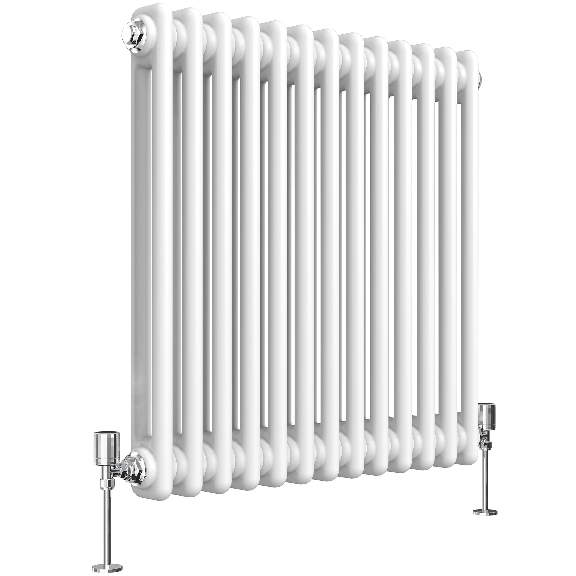 Heilmetz Double Column Radiator Horizontal, 600 x 605mm Central Heating Radiator Traditional Cast Iron Style 2 Column Radiators White