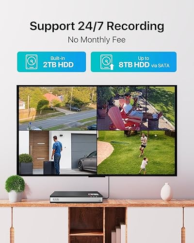 Miniatura 5 de ZOSI Sistema de cámara de seguridad para el hogar H.265+ 1080P de 16 canales con detección de humanos y vehículos, 8 cámaras domo CCTV de 2.0 MP