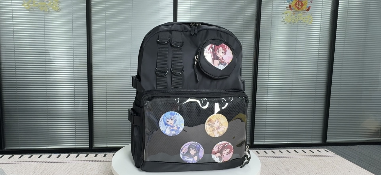 Y2K Ita Backpack with Pin Display Window - Kawaii Anime Cosplay School Bag Large Ita Anime Backpack for Anime Cosplay: Clear Window Pin  main image 4