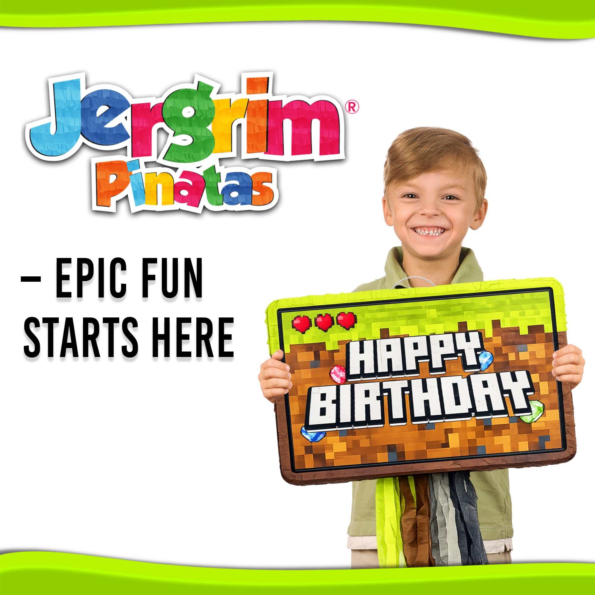 Lot de 4 piñata en forme de pixel minier, parfaites pour les décorations « Happy Birthday », la piñata Level Up, les jeux et les jeux vidéo pour garçons, convient aux cadeaux de fête et aux bonbons