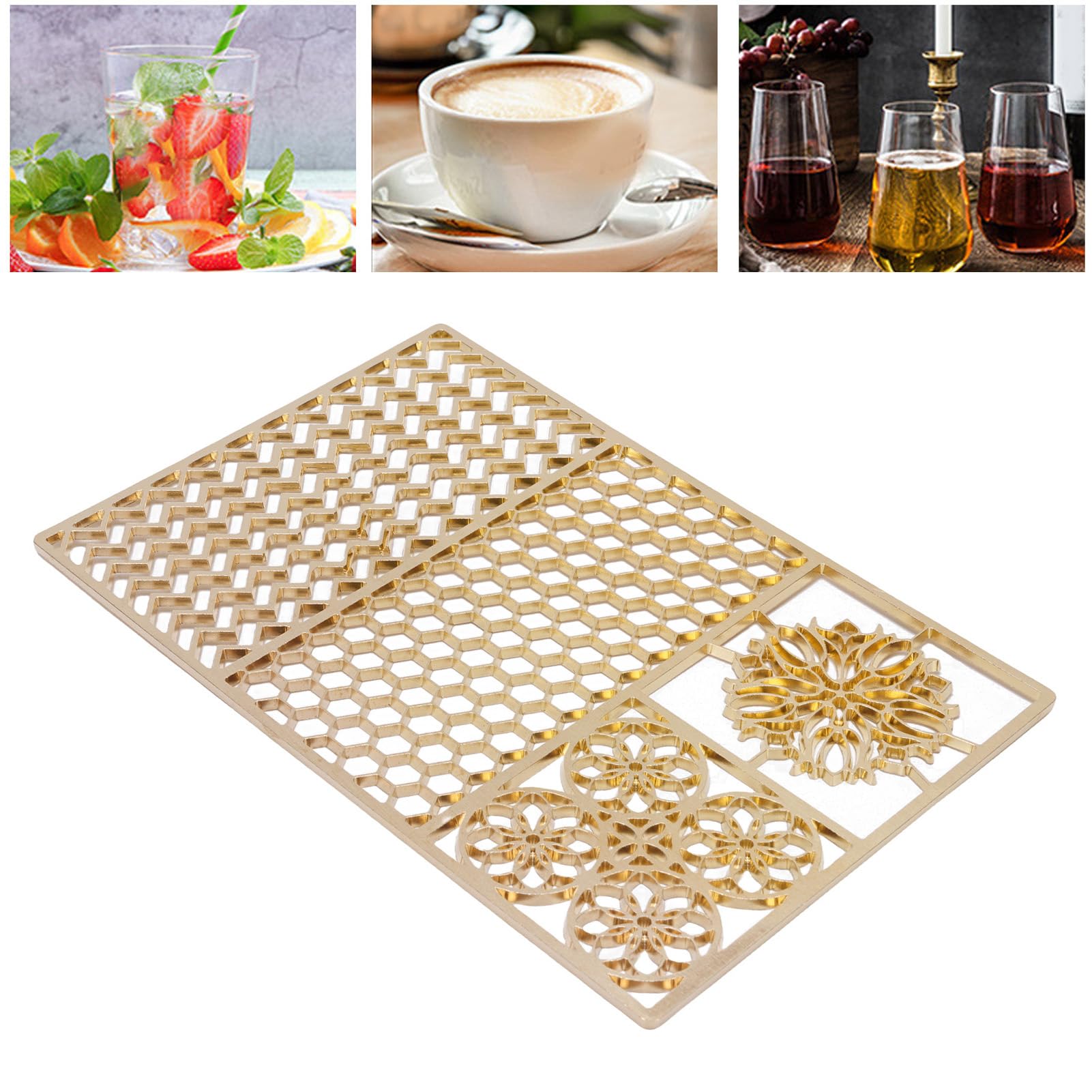 Cryfokt Bandeja de Cobre para Sellos de Hielo, Fabricación Rápida de Hielo Personalizada para Accesorios de Camarero, Reuniones en el Hogar, Amantes del Whisky, 5,9x3,9 Pulgadas (C02)