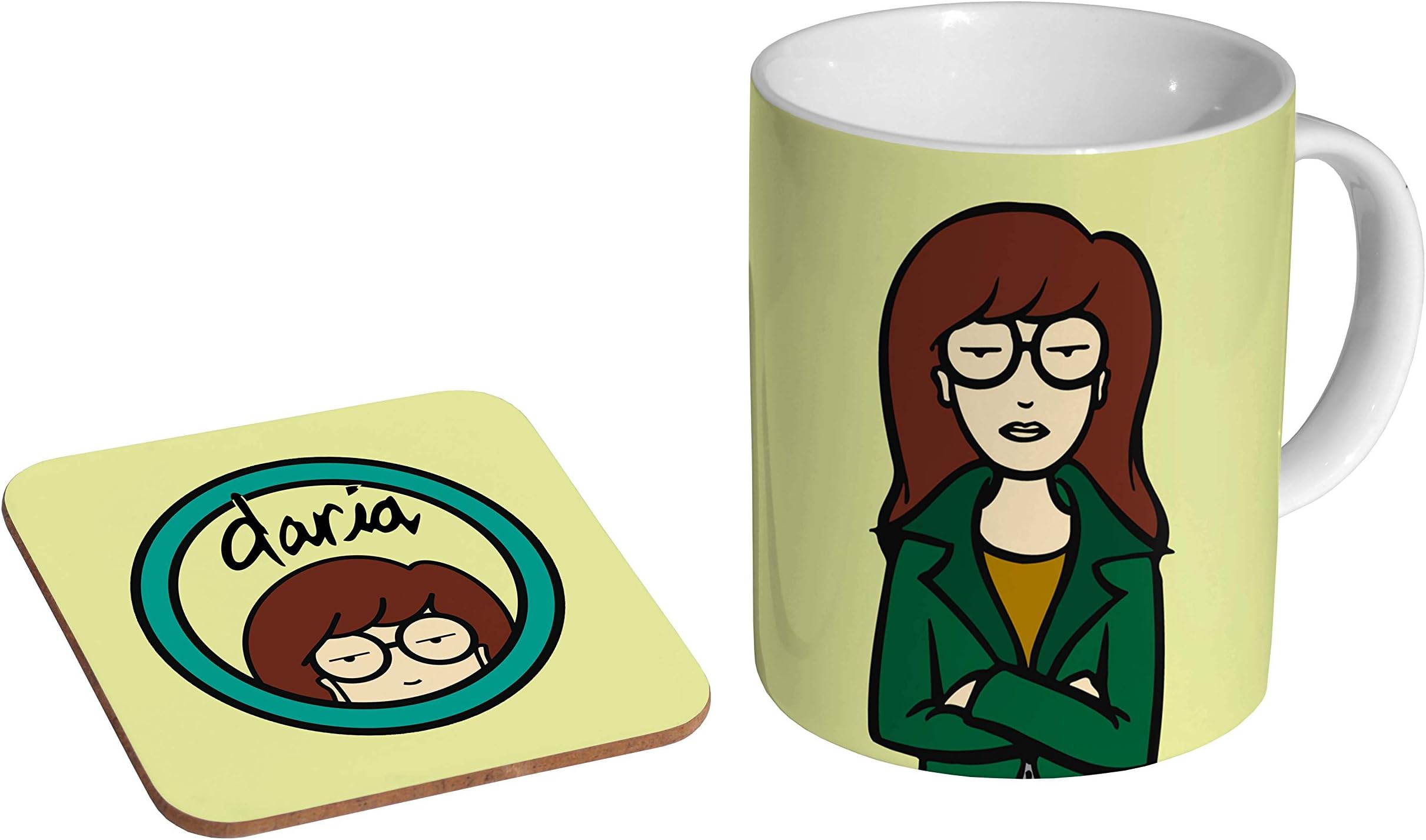 Daria Brainy Sardonic 90s Ceramic Coffee MUG + Coaster Gift Set …