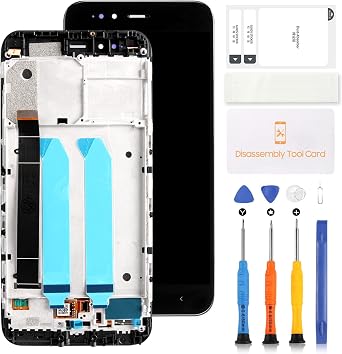 Screen Replacement for Xiaomi Mi A1 5X MI5X MIA1 LCD Display Screen Matrix Touch Digitizer Assembly with Frame Repair Parts Free Tools Kits Black with Frame