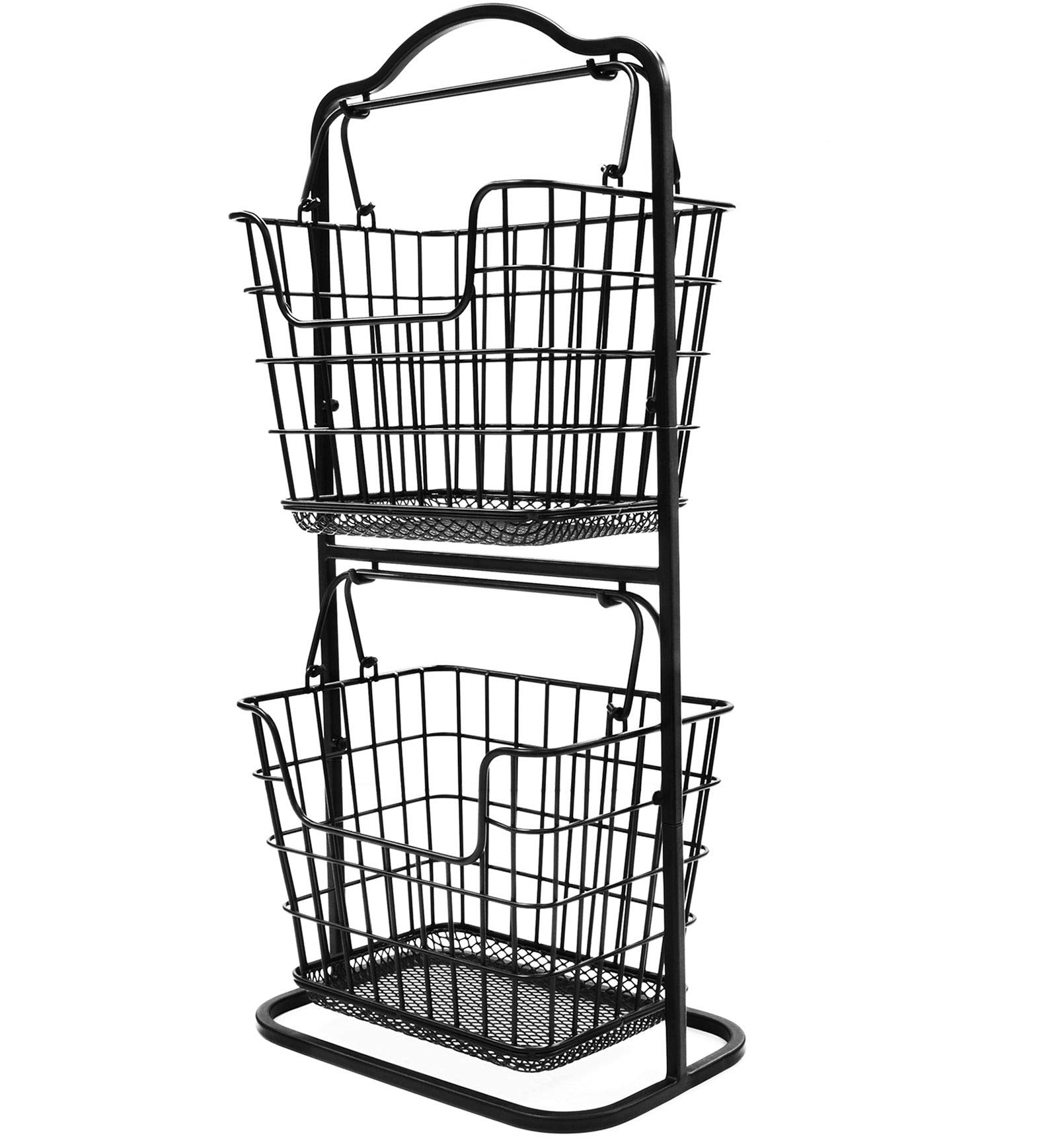 2-Tier Countertop Mini Fruit Basket Storage Stand Organizer