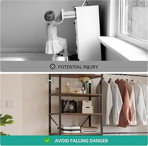 Miniatura 7 de YITAHOME Sistema modular de armario con cajones y perchero  Organizador de armario ajustable, marco de acero duradero, diseño eficiente de espacio
