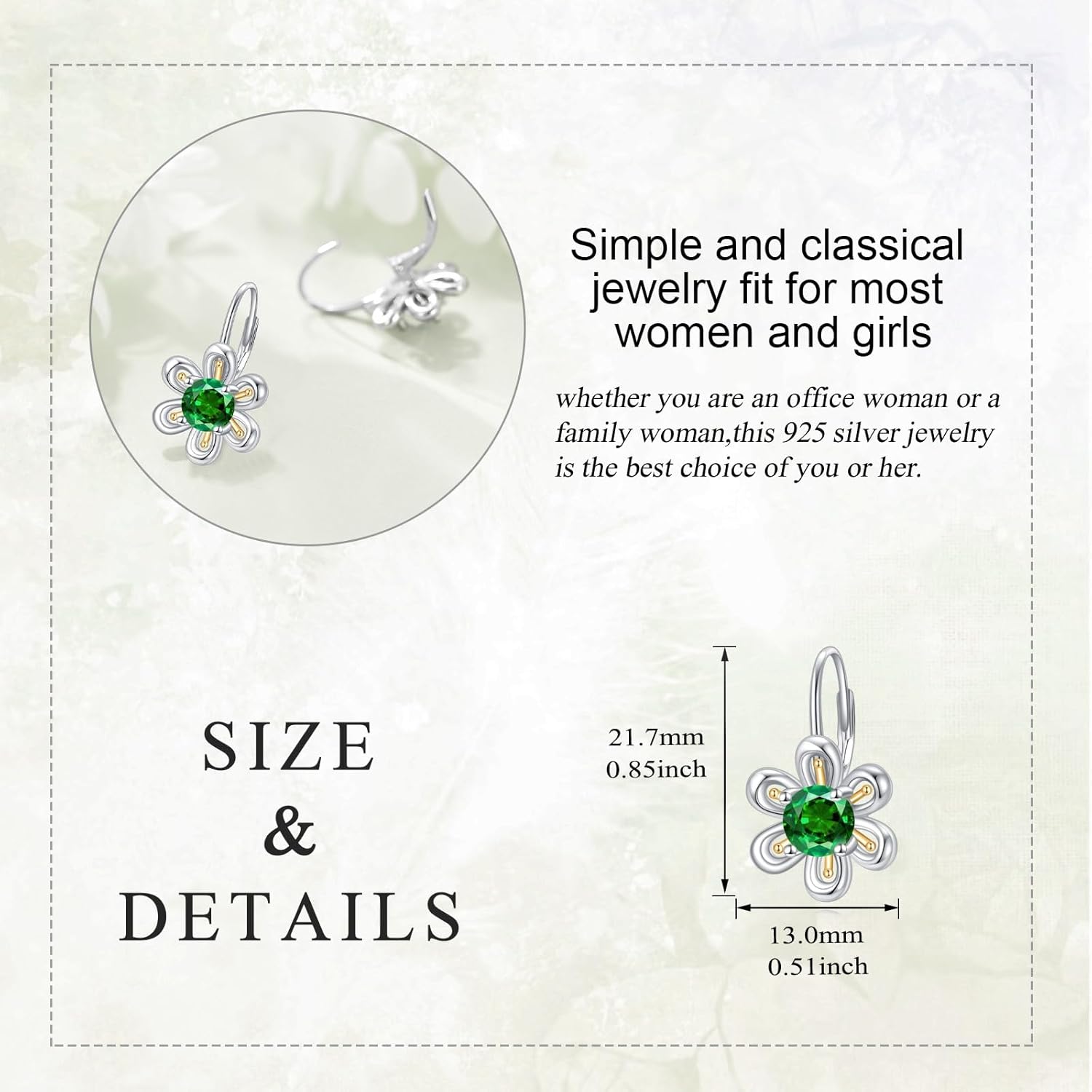 Daisy Flower Earrings Gifts for Women Sterling Silver Flower Daisy/Lilly Leverback Dangle Hoop Jewelry Christmas Gifts - Image 6