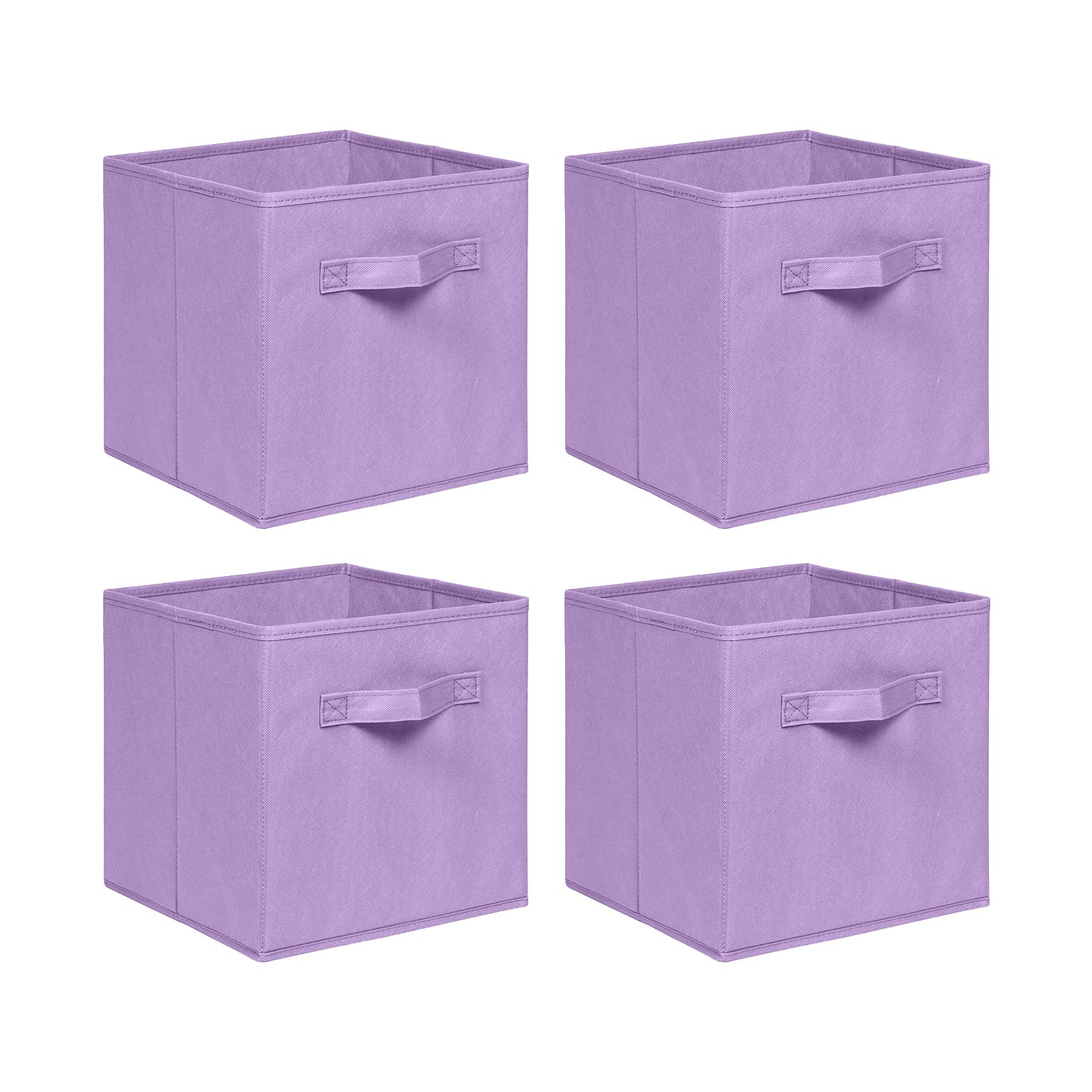NICEME Foldable Cube Storage Unit Boxes, Non-Woven Fabric Storage Boxes Set, Clothes Drawers for Shelves, 26.5x26.5x28 cm (Light Purple, Set of 4)
