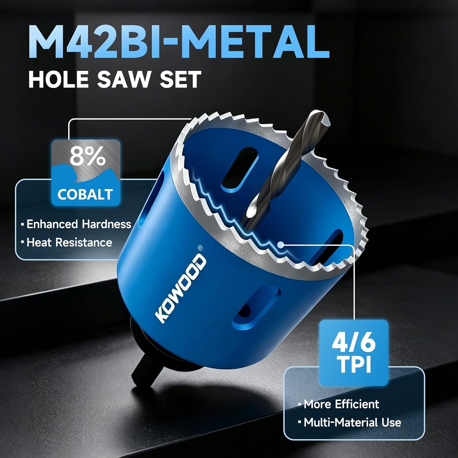 19-teiliges M42 Bimetall Lochsägen Set – Universelles Set mit 12 Größen (19–68 mm) Schnitttiefe (54mm-60mm) Inklusive Zentrierbohrer und Halter Geeignet für verschiedene Materialien und Anwendungen