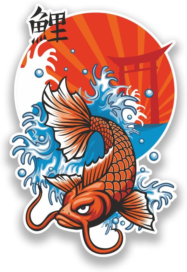 2 x 20cm/200mm Koi Carp Vinyl Stickers Fish Japan #7198