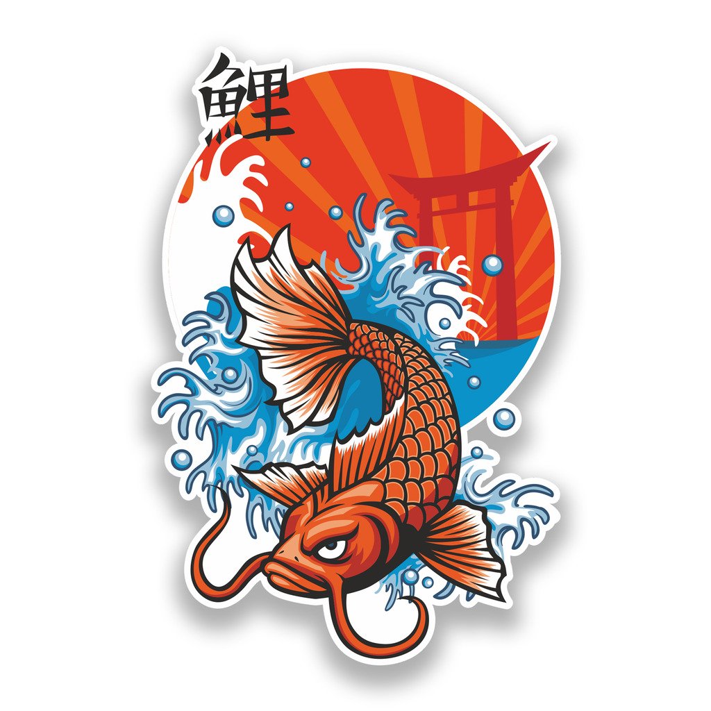 2 x 15cm/150mm Koi Carp Vinyl Stickers Fish Japan #7198