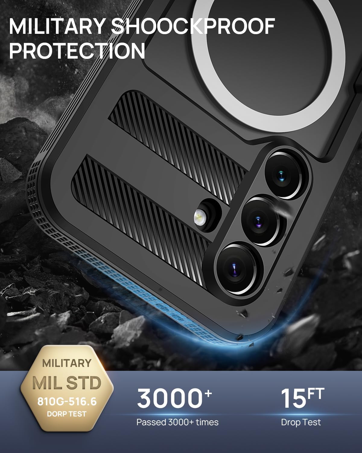 Lanhiem Magnetic for Samsung Galaxy S26+ Plus Case, IP68 Waterproof Dustproof Case, [Compatible with Magsafe] [Built-in Screen Protector] Full Body Heavy Duty Rugged Phone Cover 6.7 inch, Black/Clear