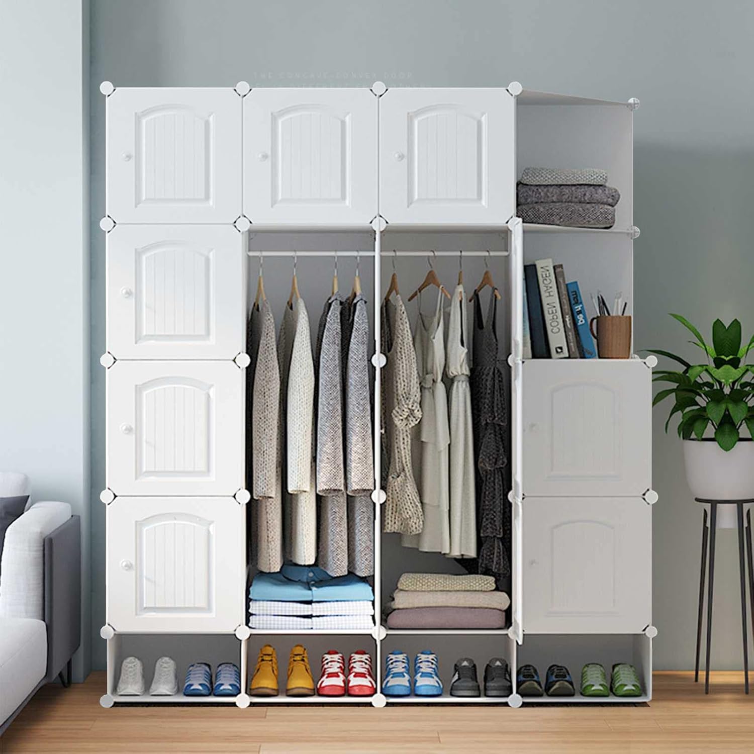 ワードローブ おしゃれ クローゼット 14扉 大容量 Diy 組み立て式 収納ボックス ラック ハンガー 衣類収納 洋服タンス 軽量 環境保護樹脂 防塵 防水 防カビ 防汚 耐荷重 鉄筋の骨組 収納家具 ホワイト 14box1 147 47 165cm B09sd2lyl3 345 Hkx ワードローブ 色 ワードローブ おしゃれ クローゼット 14扉 大容量 Diy 組み立て式 収納ボックス ラック ハンガー 衣類収納 洋服タンス 軽量 環境保護樹脂 防塵 防水 防カビ 防汚 耐荷重 鉄筋の骨組 収納家具 ホワイト 14box1 147 47 165cm B09sd2lyl3 345 Hkx ワードローブ 色