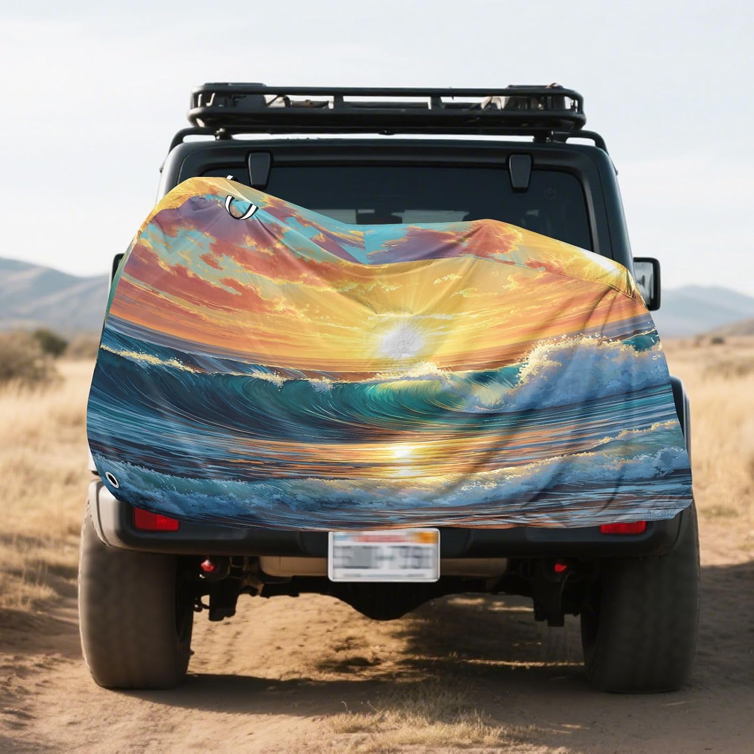 ALAZA Sunset Seawave Beach Bike Cover Waterproof Outdoor Ebike Bicycle Covers Tarp Protection for 1/2 Bikes, Sun UV Dust Wind Proof