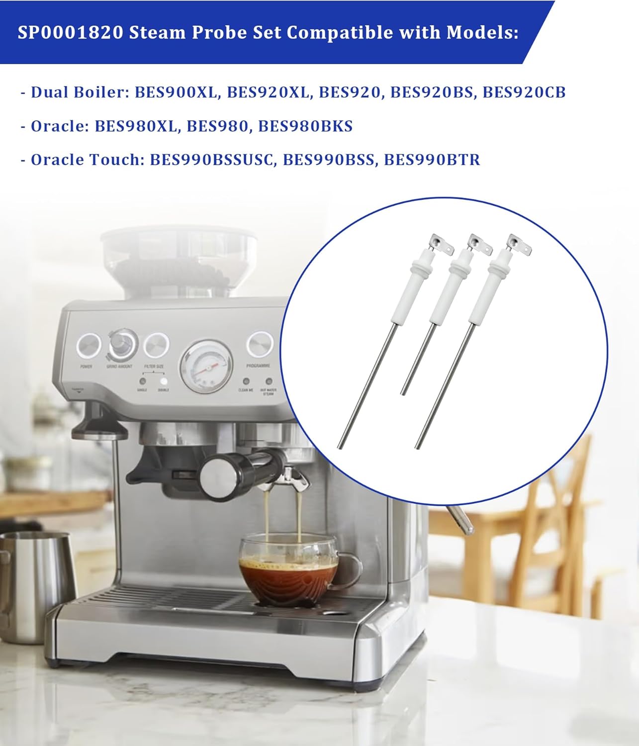 New upgraded SP0001820 Steam Probe Set with 17 O-Rings Fits For Breville Sage Dual Boiler BES900, BES920, BES980, BES990, Oracle, and Oracle Touch espresso machine Replacement Parts