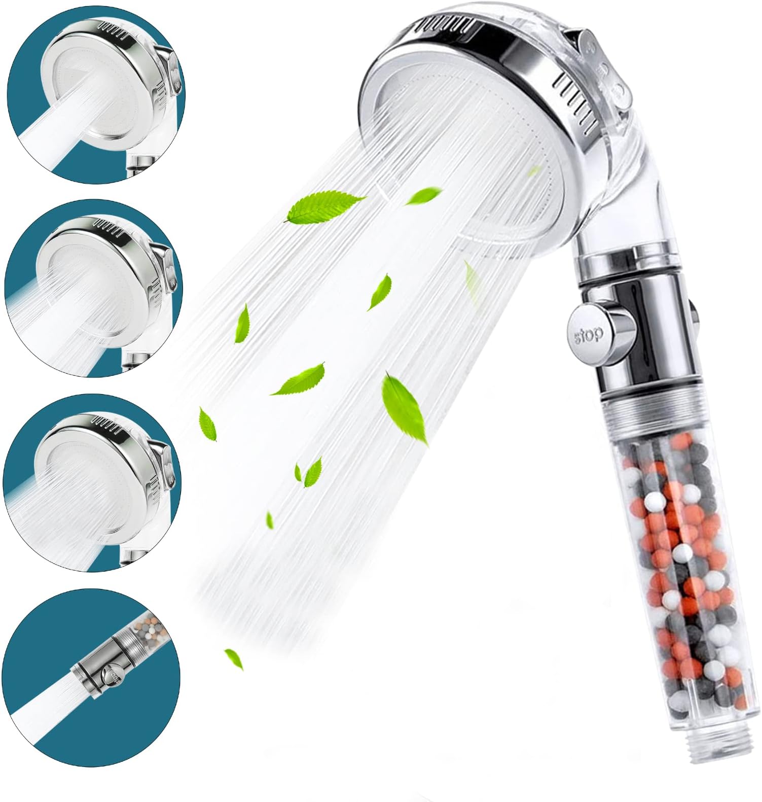 S2C Shower Head with Filter - 3 Modes, High Pressure, Water Saving, Spa Water Saving Ionic Shower heads Spray Handheld Shower filter for Hair loss cleans water and chlorine