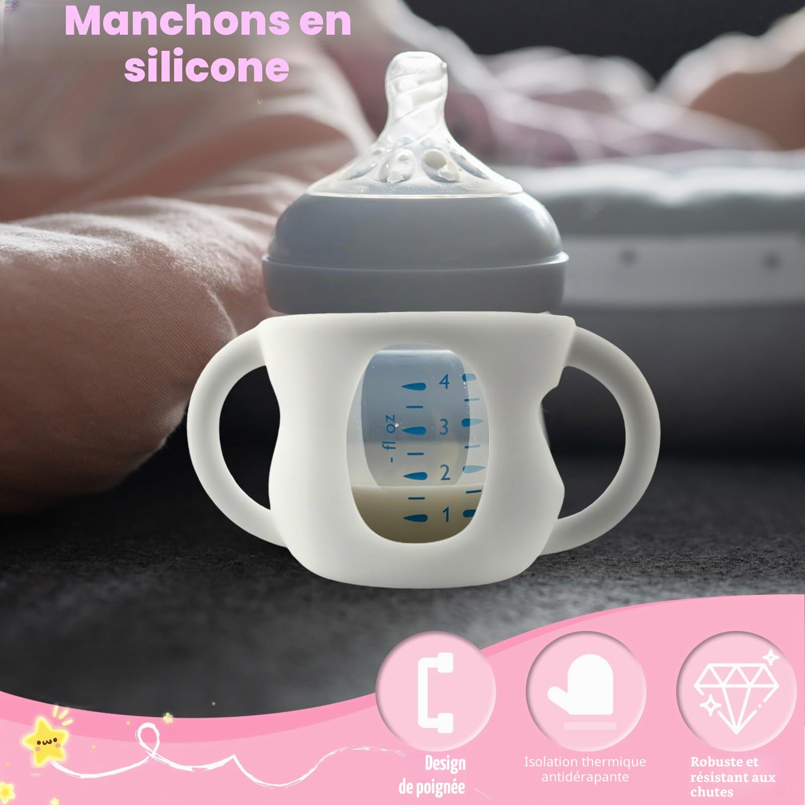Lot de 6 poignées de biberon Avent - En silicone antidérapant - Facile à prendre en main