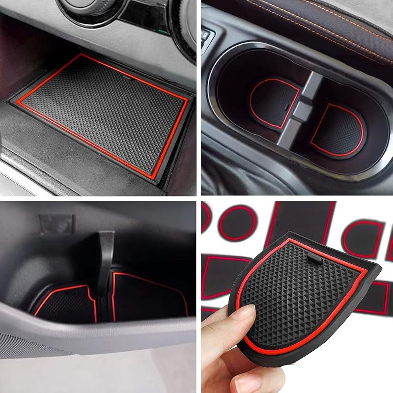 Kit de Tapetes e Revestimentos Internos Vermelhos para Subaru Crosstrek e Impreza 2018 a 2023, Borracha, 14 peças