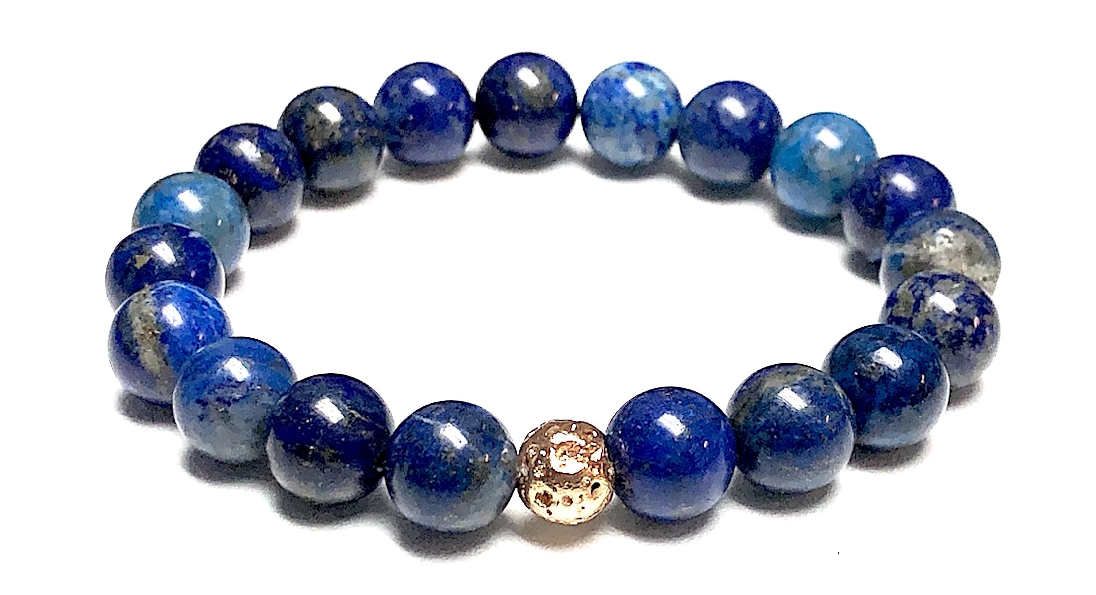 AWAKEN YOUR KUNDALINI Lapis Lazuli and Lava Rock Stretch Bracelet, Sagittarius & Capricorn Birthstone, Third Eye Chakra, Insight and Enlightenment